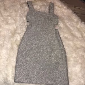 Sparkly grey bodycon dress.
